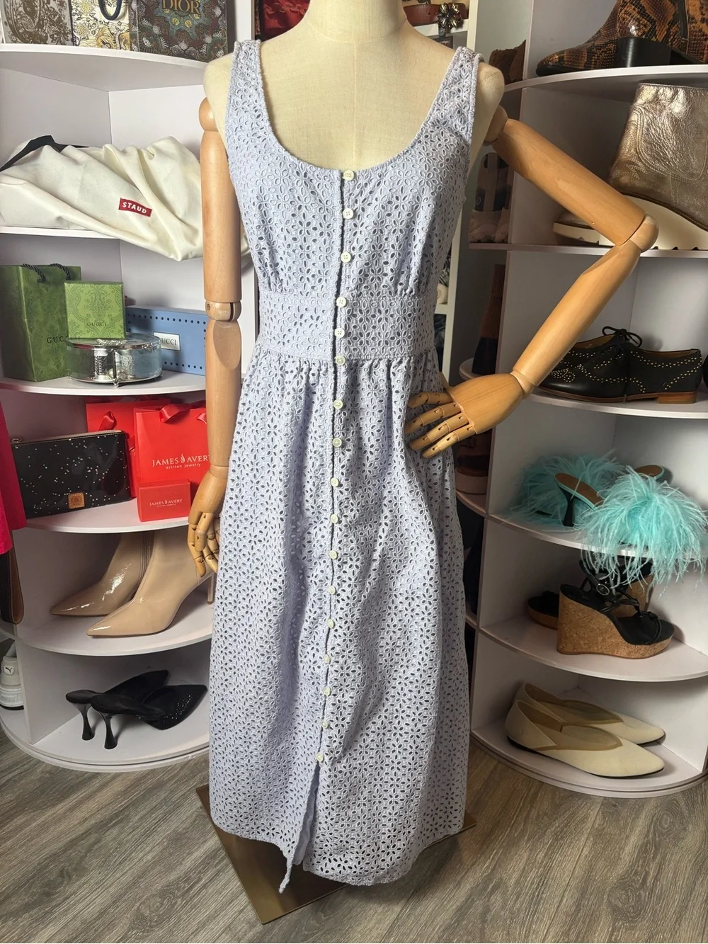 J. Crew eyelet button front sleeveless midi in periwinkle - 6